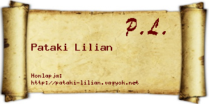 Pataki Lilian névjegykártya